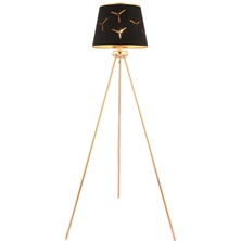 Apliqa Epona Siyah Desenli Şapkalı Gold Modern Dekoratif Salon Lambader