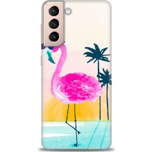 Samsung Galaxy S21 Fe Kılıf Hd Baskılı - Flamingo + 9h Nano Ekran Koruyucu