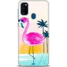 Samsung Galaxy M21 Kılıf Hd Baskılı - Flamingo + 9h Nano Ekran Koruyucu