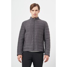 Antrasit Süet Suni Deri Hakim Yaka Düz Yırtmaçsız Tam Astar Slim Fit Casual Deri Mont 1038245150