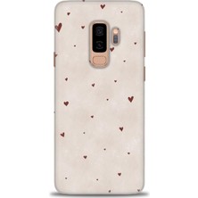 Samsung Galaxy S9 Plus Kılıf Hd Baskılı - Kahve Kalpler + 9h Nano Ekran Koruyucu