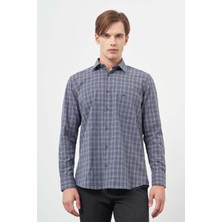 Koyu Haki Uzun Kol Ekose Desen Cepli Pamuklu Classic Comfort Fit Gömlek 1004245212