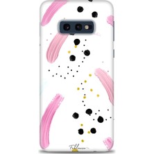 Samsung Galaxy S10E Kılıf Hd Baskılı - Pembe ve Benekler + 9h Nano Ekran Koruyucu