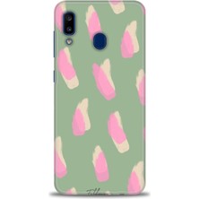 Samsung Galaxy A30 Kılıf Hd Baskılı - Pembe Krem + 9h Nano Ekran Koruyucu