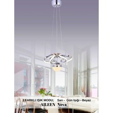 Aileen Nova 3 Renk Gold ( Sarı Beyaz Ve Gün Işığı ) Luxury Led Kristal Taşlı Avize