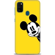 Samsung Galaxy M21 Kılıf Hd Baskılı - Sarı Mickey Mouse + 9h Nano Ekran Koruyucu