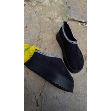 Eataly Shoes Süet Yüksek Taban Bilekte Terlik Bot Siyah