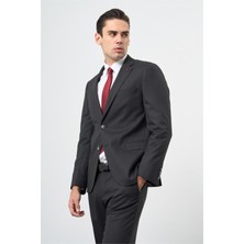 Siyah Düz Mono Yaka Çift Yırtmaç 2 Düğme 6 Drop Comfort Fit Classic Takım Elbise 1001245167