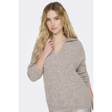 Only Onlmaggıe Lıfe Ls Splıt Neck cc Knt Koyu Bej 15324310