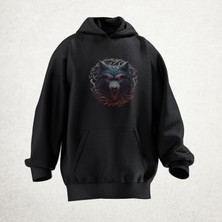 Kızıl Kurt Tasarımlı Unisex Hoodie