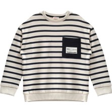 Zeyland Erkek Çocuk Çizgili Cep Detaylı Sweatshirt - Lacivert