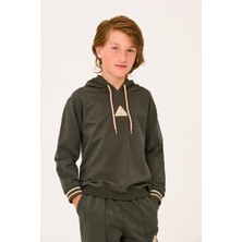 Unisex Çocuk Kapüşonlu Sweatshirt - Haki