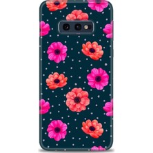 Samsung Galaxy S10E Kılıf Hd Baskılı - Puantiye ve Çiçekler + 9h Nano Ekran Koruyucu