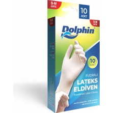 Dolphin Tek Kullanımlık Lateks Beyaz Pudralı Muayene Eldiveni - Medium - Orta Boy - 10'lu Paket