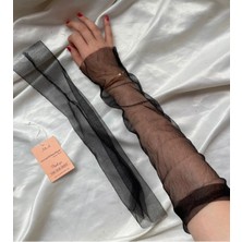 Nurcanilirboutique Siyah Tül Eldiven Kolluk