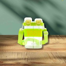 M&B Water Bottle Çift Bölmeli Vogue Matara, Çift Kapaklı, Pipetli, Boyun Askılı Çocuk Okul Suluk