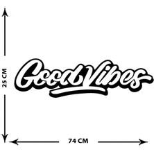 Artroya - Good Vibes Yazısı Metal Duvar Tablosu - Ev Dekorasyon - Metal Duvar Yazısı - 75 x 25 - cm -Siyah - TEXT-142