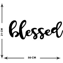 Artroya - Blessed Yazısı Metal Duvar Tablosu - Ev Dekorasyon - Metal Duvar Yazısı - 50 x 22 - cm -Siyah - TEXT-157