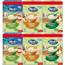 Hero Baby Kaşık Maması 250GR (Karma 6 Lı Set) Sütlü Meyveli - Elmalı 8 Tahıllı - Ballı Irmikli