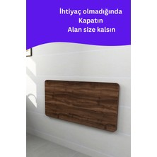 Kydonia Home Mdf Lam 4 Köşesi Oval Ceviz Ahşap Desenli Duvara Monte Kırma Katlanır Yemek Mutfak Masası