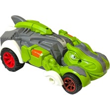 Trex Dinazor Figür Araba Sürtmeli Teker Transformers Robot Dinozor 15CM Yeşil