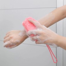 Pazar Durağı Süngerli Silikon Duş Fırçası - Peeling Banyo Kesesi