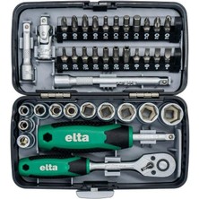 Elta 1/4'' Altıköşe Cırcırlı Lokma Anahtar ve Bits Uç Seti 38 Parça