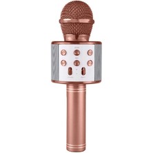 Karaoke Mikrofonlu Hoparlör - Şarjlı -Bluetooth Rose Gold