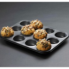 Pazar Durağı 12 Bölmeli Metal Yapışmaz Muffin Kek Kalıbı