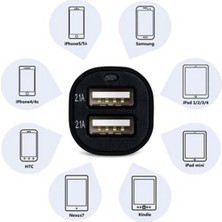 Pazar Durağı Çift USB Girişli 2.1 Amp Araç Çakmak Soketi