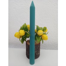 Qosrix Açık Petrol Yeşili Şamdan Soya Mumu Vanilya Kokulu Uzun Çubuk Konik Mum 1  Adet