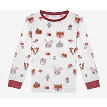 Penti Uzun Kollu Kız Çocuk Animals Kırık Beyaz Pijama Takımı