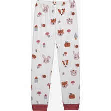 Penti Uzun Kollu Kız Çocuk Animals Kırık Beyaz Pijama Takımı