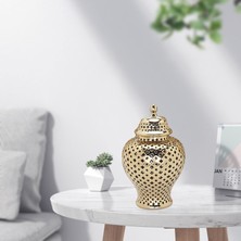 Mirrorr Büyük Seramik Zencefil Kavanoz Tapınak Kavanoz Depolama Dekor Oyma Altın (Yurt Dışından)