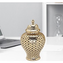 Mirrorr Büyük Seramik Zencefil Kavanoz Tapınak Kavanoz Depolama Dekor Oyma Altın (Yurt Dışından)