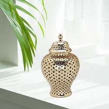 Mirrorr Büyük Seramik Zencefil Kavanoz Tapınak Kavanoz Depolama Dekor Oyma Altın (Yurt Dışından)