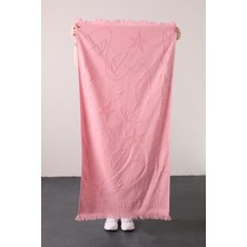 Trend %100 Pamuk Kabartmalı Plaj Havlusu - Pembe