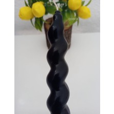 Qosrix Siyah Italyan Burgulu Şamdan Soya Mumu Doğal Kokulu Çubuk Konik Burgu Spiral Mum Dekoratif 1 Adet
