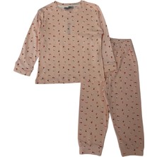 Şeker Kids Kız Çocuk  Pamuklu Pembe Lale Desen Pijama Takımı