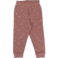 Şeker Kids Kız Çocuk Pamuklu Fitilli Kumaş Gül Kurusu Çiçek Desen Pijama Takımı