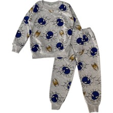 Şeker Kids Erkek Çocuk Pamuklu Gri Örümcek Desen Pijama Takımı