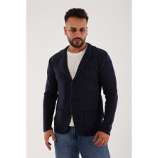 Lacivert Erkek Pamuklu Triko  Blazer Ceket