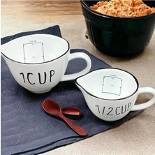 Seramik 2'li Ölçü Kabı Seti - 1 Cup (500 Ml) ve 12 Cup (250 Ml) Kapasiteli,