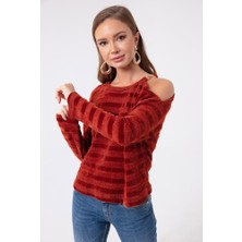 İnter Moda Club Kadın Simli Örme Kazak 14714 Kiremit