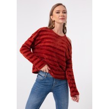 İnter Moda Club Kadın Simli Örme Kazak 14714 Kiremit