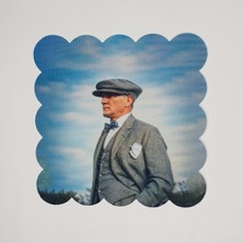 Deco Fötr Şapkalı Atatürk Portre Baskılı Lazer Kesim Kokteyl Peçetesi