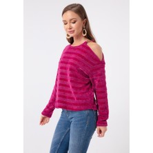 İnter Moda Club Kadın Simli Örme Kazak 14714 Mor