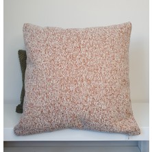 Decofav Lüks Yün Dokuma Kumaş Kırlent Kılıfı Ekru Turuncu