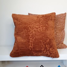 Decofav Devore Desenli Kadife Kırlent Kılıfı Bakır Rengi