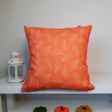 Decofav Turuncu Yaprak Desenli Sonbahar Temalı Kırlent Kılıfı